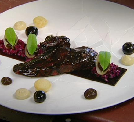 Wilde eendenborst met bosbessen